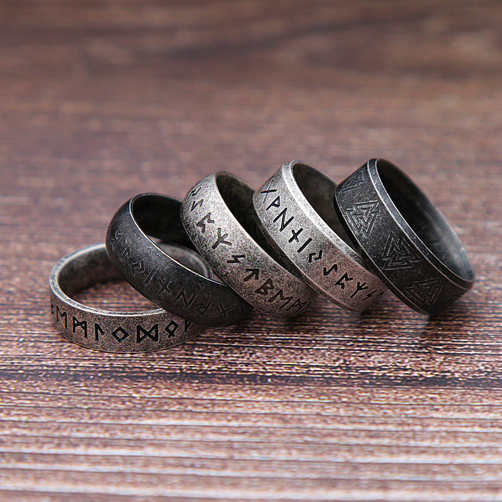 Tinkers Retro Viking Rune Ring Unisex 316L Stainless Steel Odin - Apparel & Accessories > Jewelry > Rings