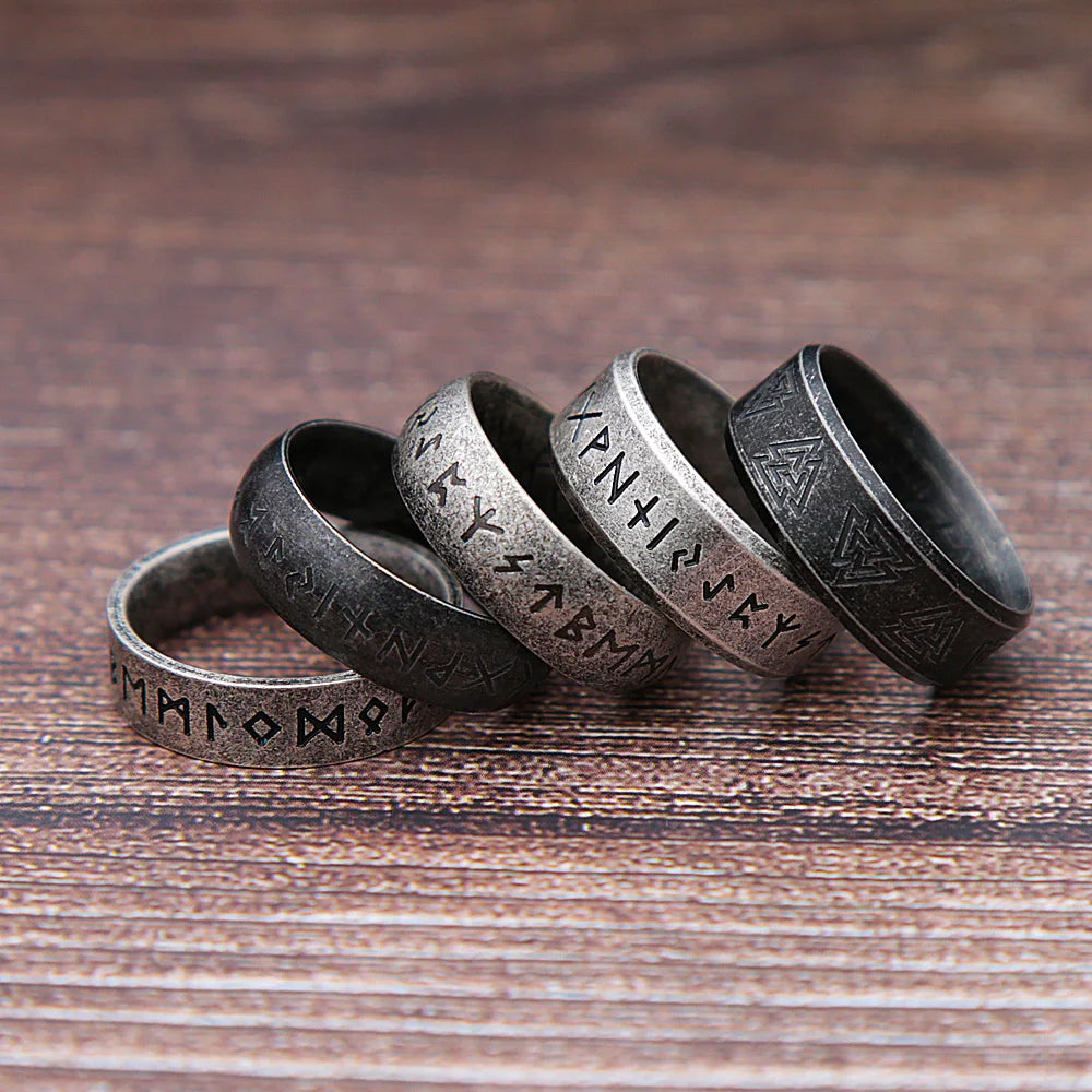 Tinkers Retro Viking Rune Ring Unisex 316L Stainless Steel Odin - Apparel & Accessories > Jewelry > Rings