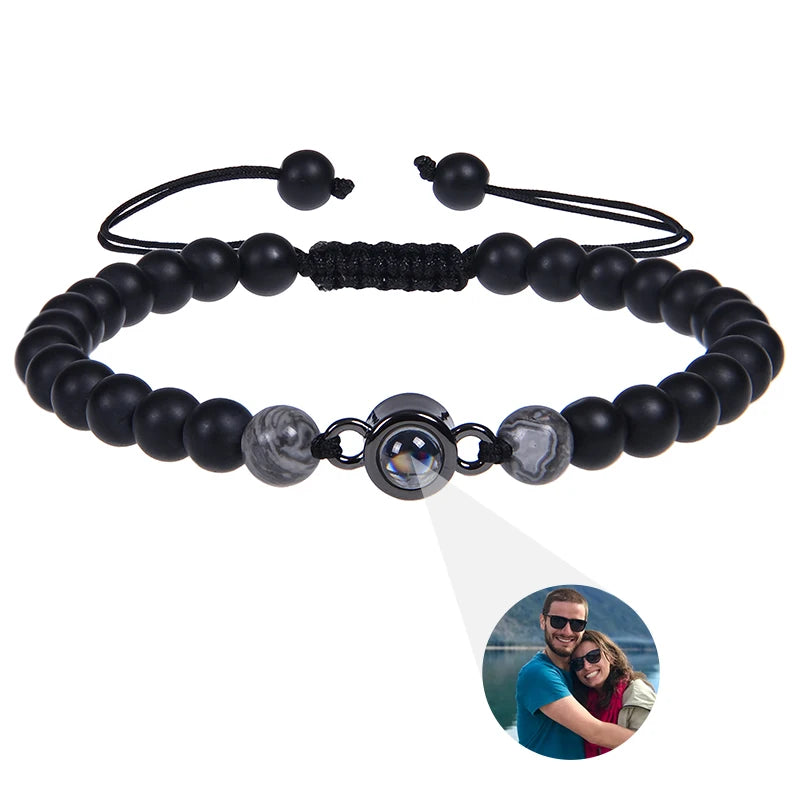 Schwarzes mattes Tigerauge-Fotoarmband von Tinkers Energy