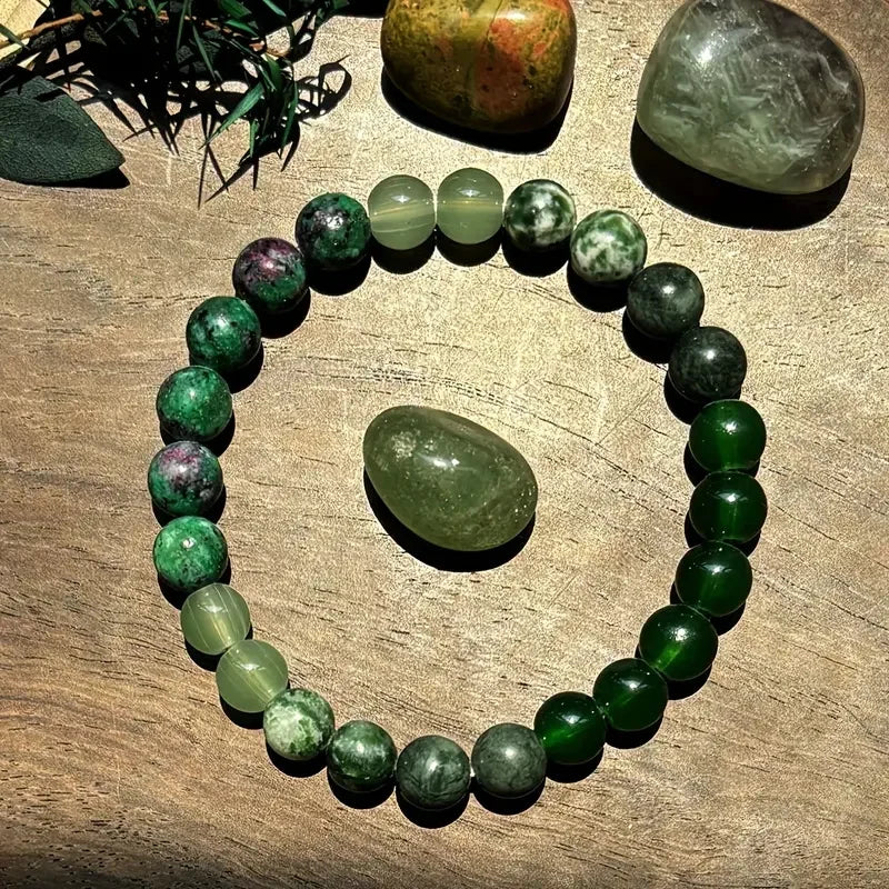 Handcrafted Green Agate Bracelet For Men And Women By Tinkers For Balance Protection And Christmas Gift