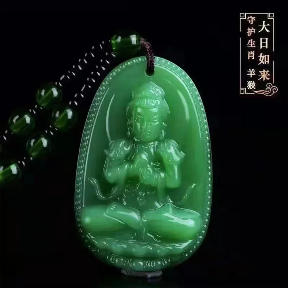 Jade Guanyin Anhänger Halskette Schutz Heilung Handarbeit
