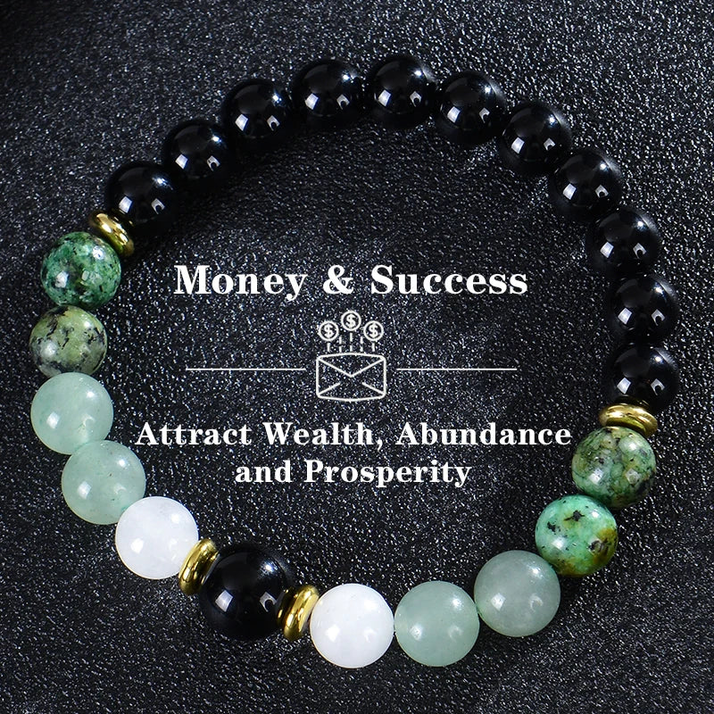 Natural Healing Crystal Bracelet Stone Beads Wealth Luck
