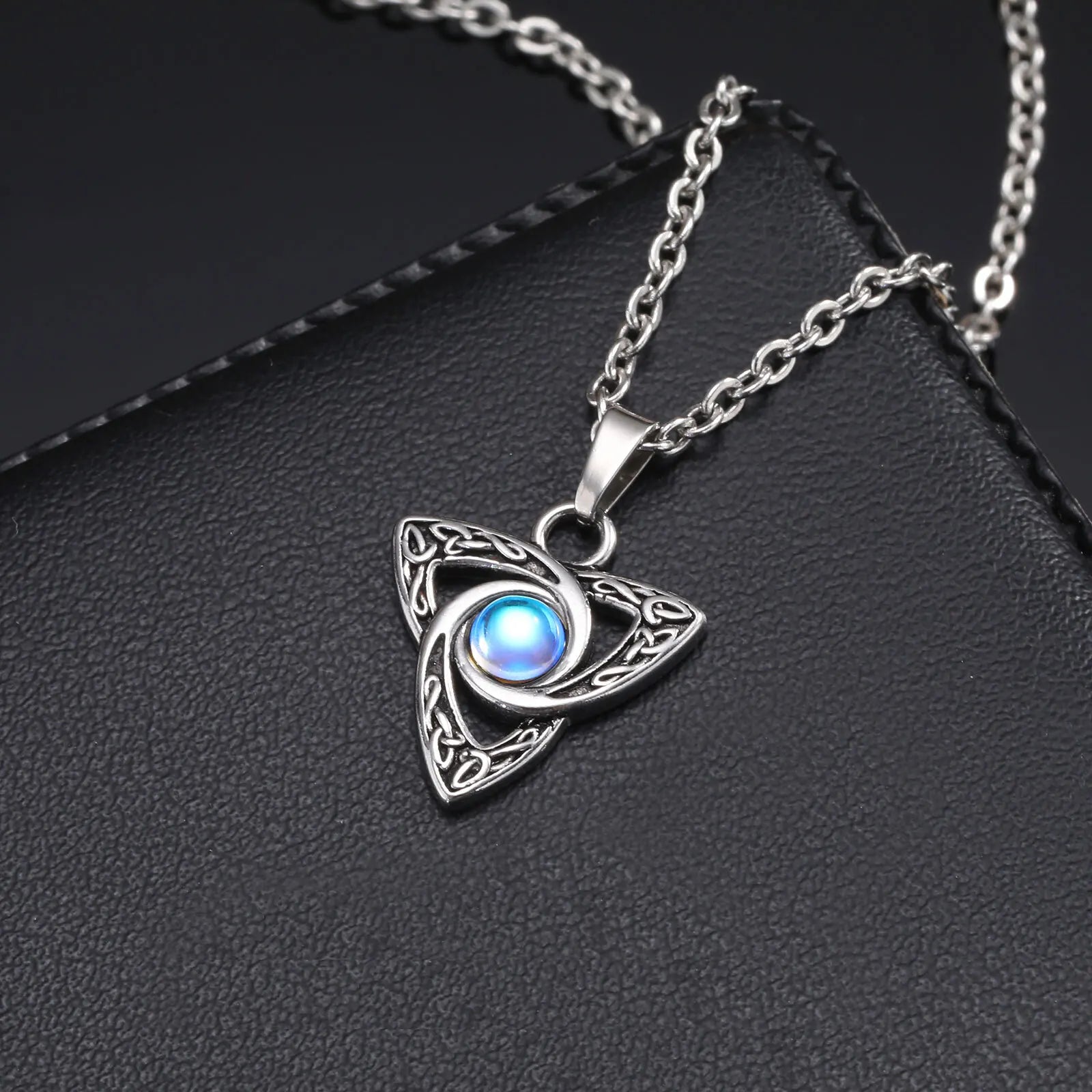 Vnox Vintage Celtic Knot Pendant Moonstone Necklace