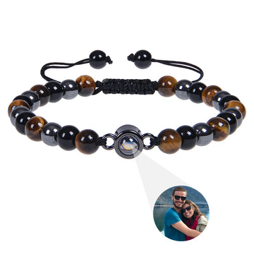 Schwarzes mattes Tigerauge-Fotoarmband von Tinkers Energy