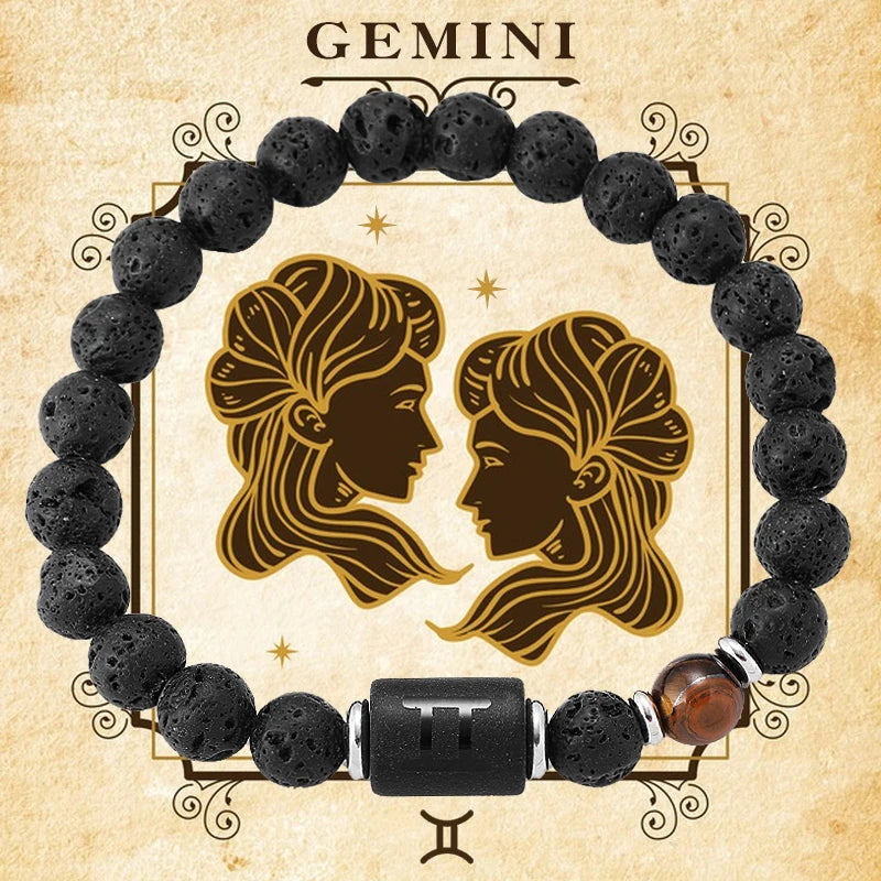 12 Zodiac Signs Natural Gemstone Bracelets For Friendship