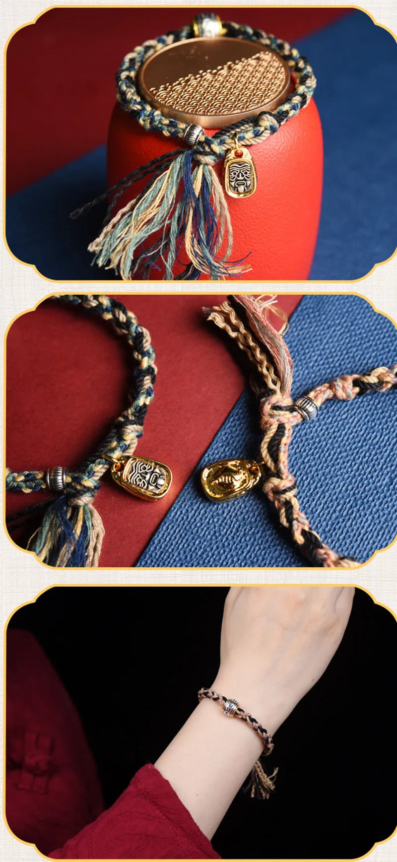 Tinkers Tibetan Hand Woven Cotton Rope Bracelet With Box Clasp -