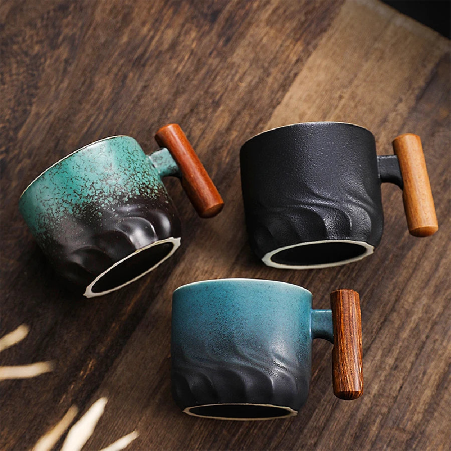 Tinkers Handmade Exquisite Coffee Cup With Wooden Handle Mug - Home & Garden > Kitchen & Dining > Tableware > Drinkware > Mugs