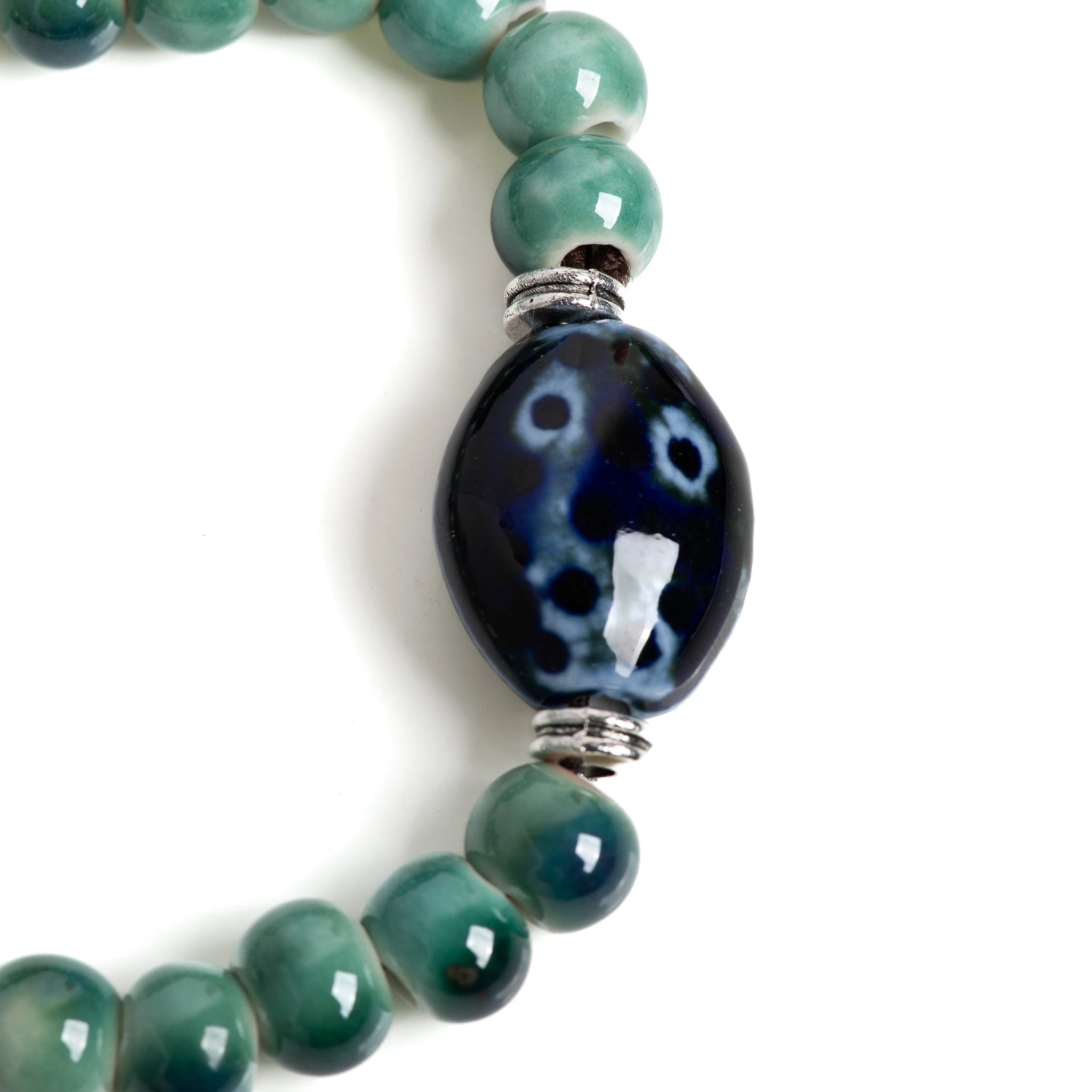 Tinkers Brand Green Ceramic Beaded Stretch Bracelet Vintage Edition -