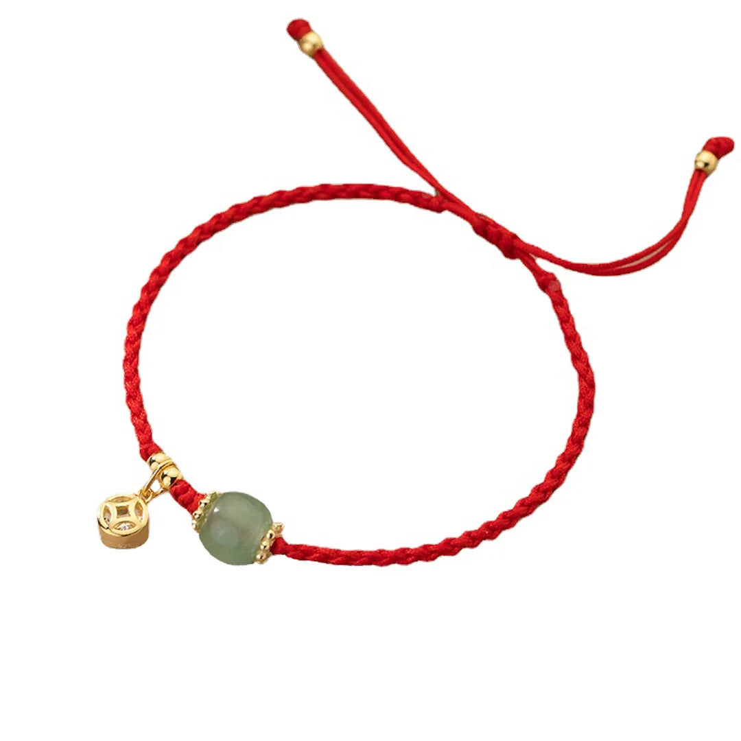 Jade Wohlstand Balance Armband Handarbeit Verstellbar Boho