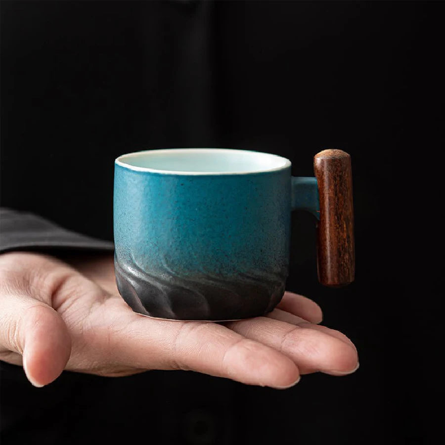 Tinkers Handmade Exquisite Coffee Cup With Wooden Handle Mug - Home & Garden > Kitchen & Dining > Tableware > Drinkware > Mugs