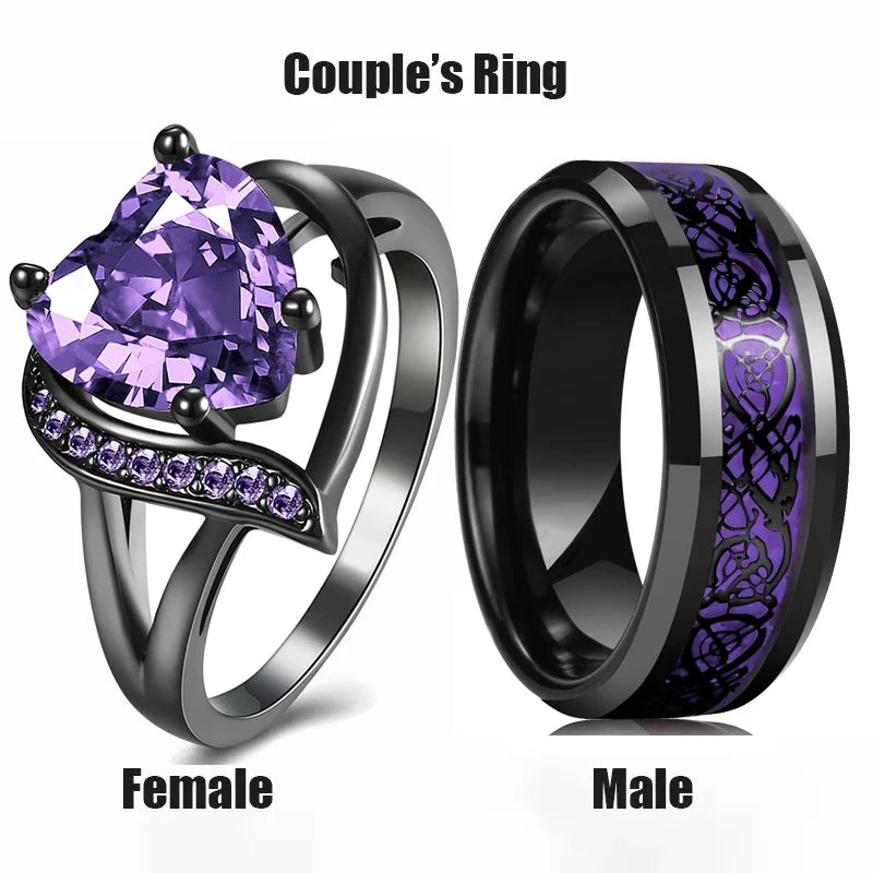 Tinkers Stainless Steel Couple Rings Blue Zircon Rhinestones - Apparel & Accessories > Jewelry > Rings