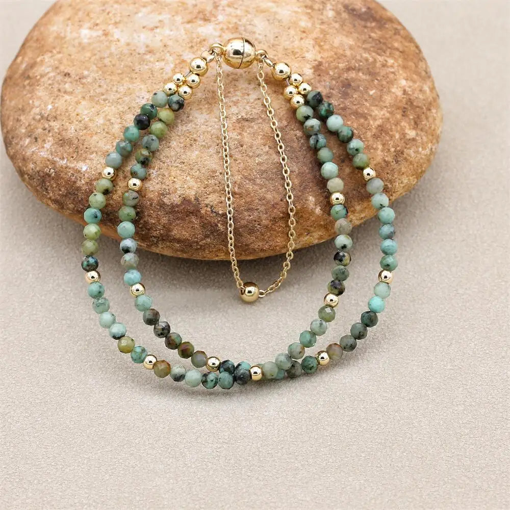 Tinkers Double Layer African Jasper Beads Bracelet Magnetic Strand - Apparel & Accessories > Jewelry > Bracelets