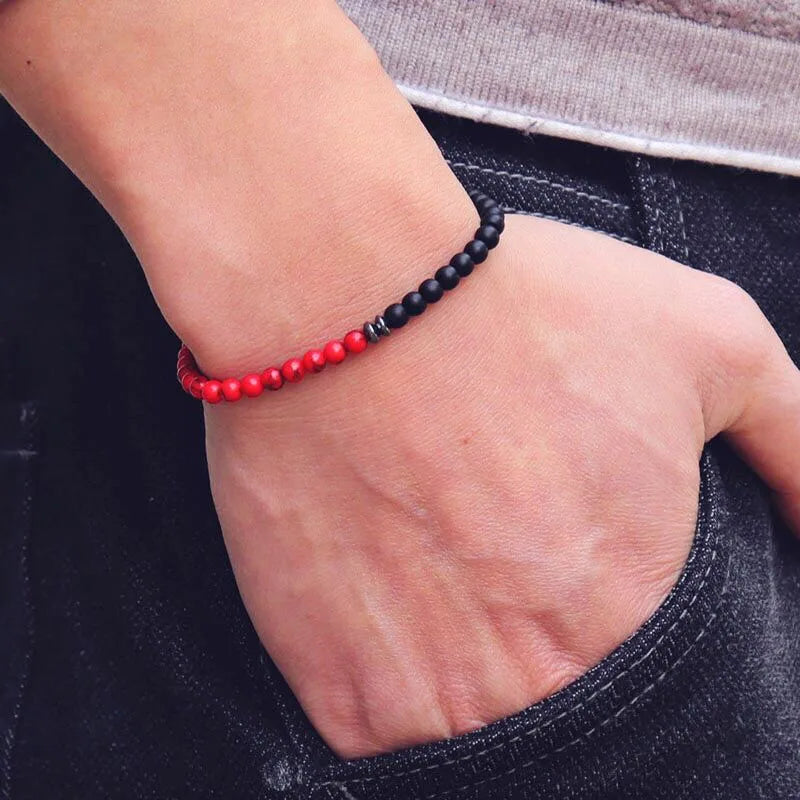 Tinkers Unisex 4mm Beads Bracelet Meditation Yoga Map Volcanic Stone - Apparel & Accessories > Jewelry > Bracelets