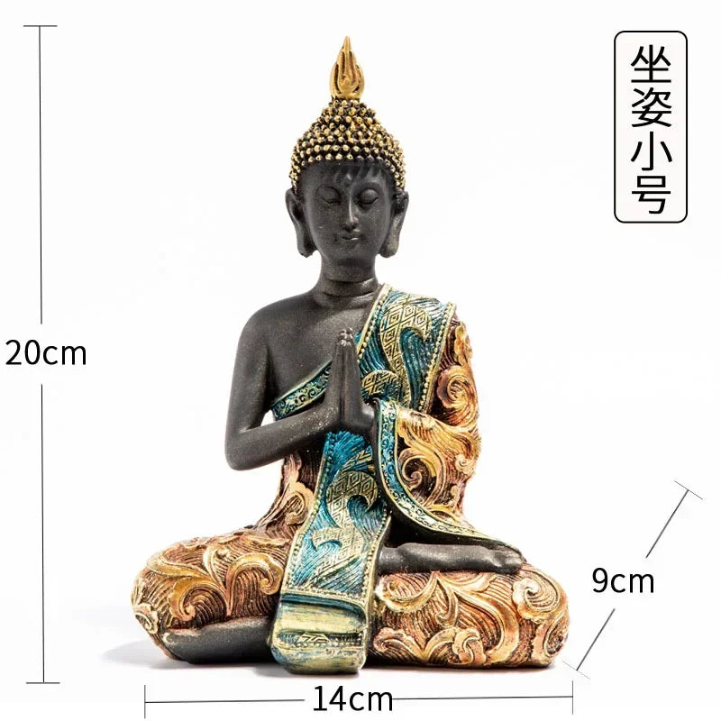 Tinkers Large Buddha Statue Green Resin Buddha Sculpture Home Decor - Home & Garden > Decor > Artwork > Sculptures & Statues