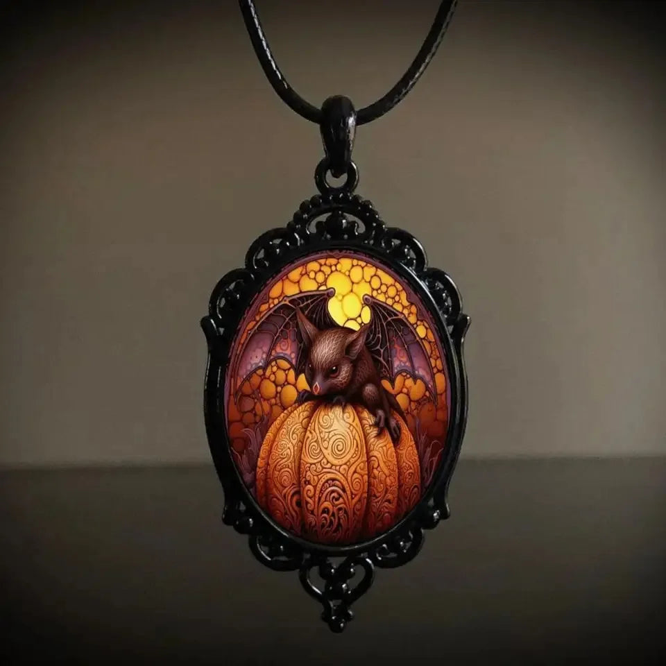 Gothic Zauberer Fledermaus Kürbis Halskette Vampir Halloween Schmuck Geschenk