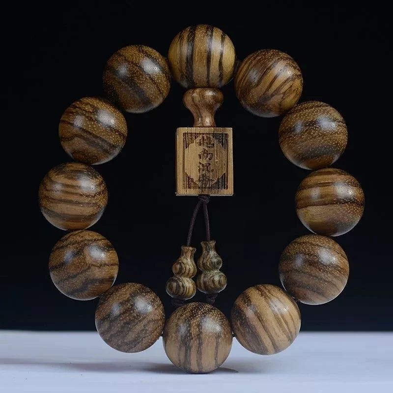 Classic 20mm Handmade Wood Carved Beaded Bracelet Pendant