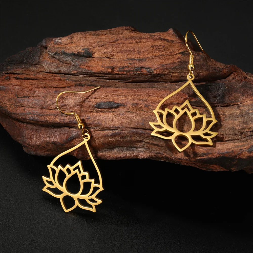 Lotus Drop Earrings By Tinkers - Spiritual Balance Energy