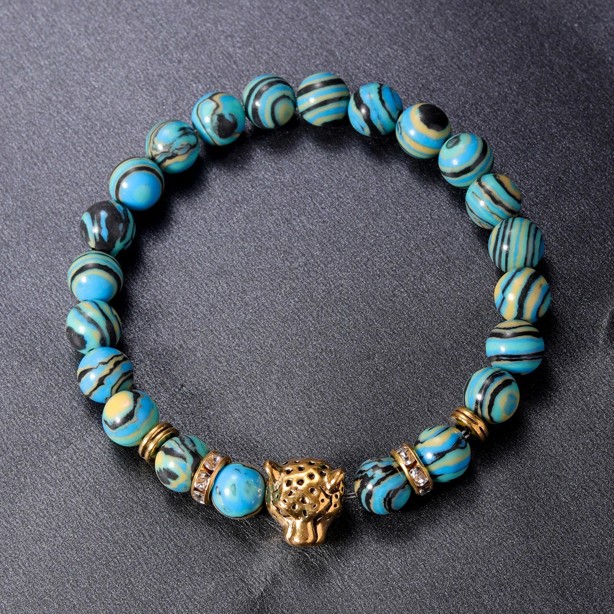 Elegant Handcrafted Malachite Tigers Eye Bracelet for Protection by Tinkers