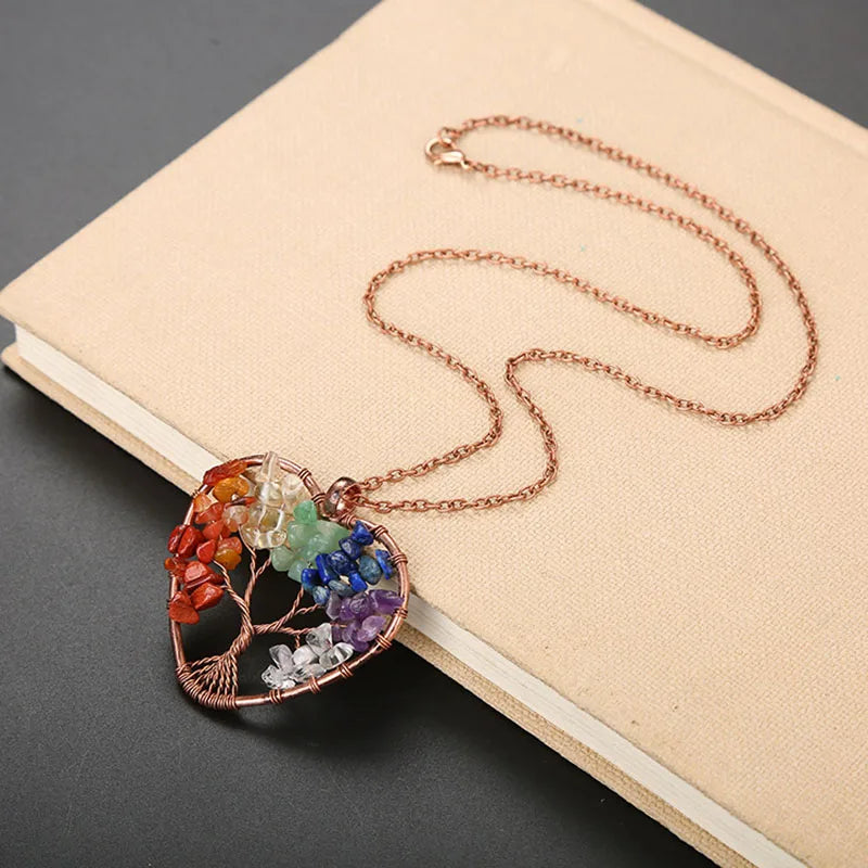 Tree of Life Crystal Necklace — Natural Healing Stone for Women