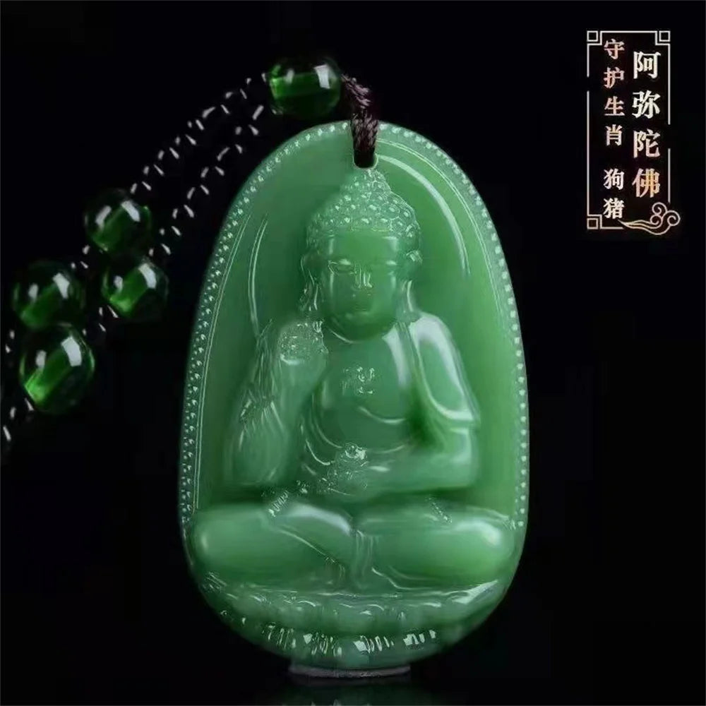 Jade Guanyin Anhänger Halskette Schutz Heilung Handarbeit