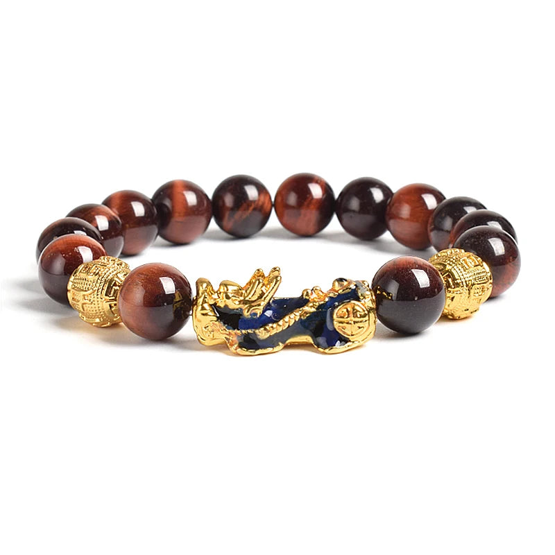 Tinkers Pi Xiu Tiger Eye Beads Bracelet Feng Shui Pixiu Good Luck -