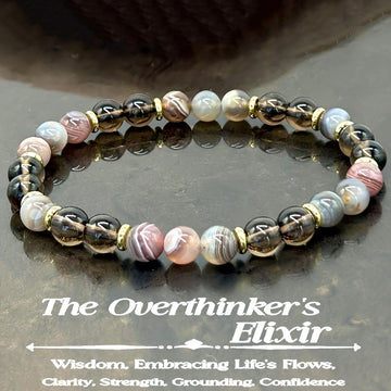 Agate Smoky Quartz Unisex Bracelet for Calm and Strength