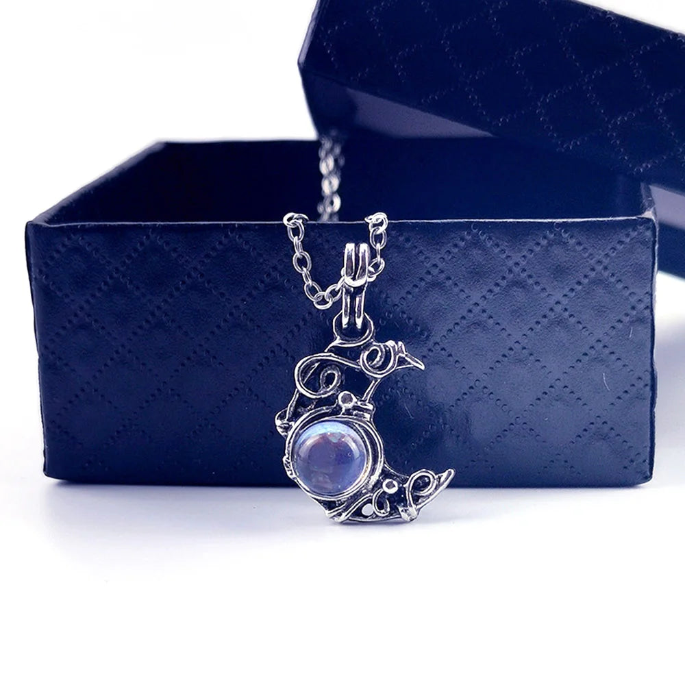 Moonstone Antique Pendant Necklace Cabochon Vintage Boho