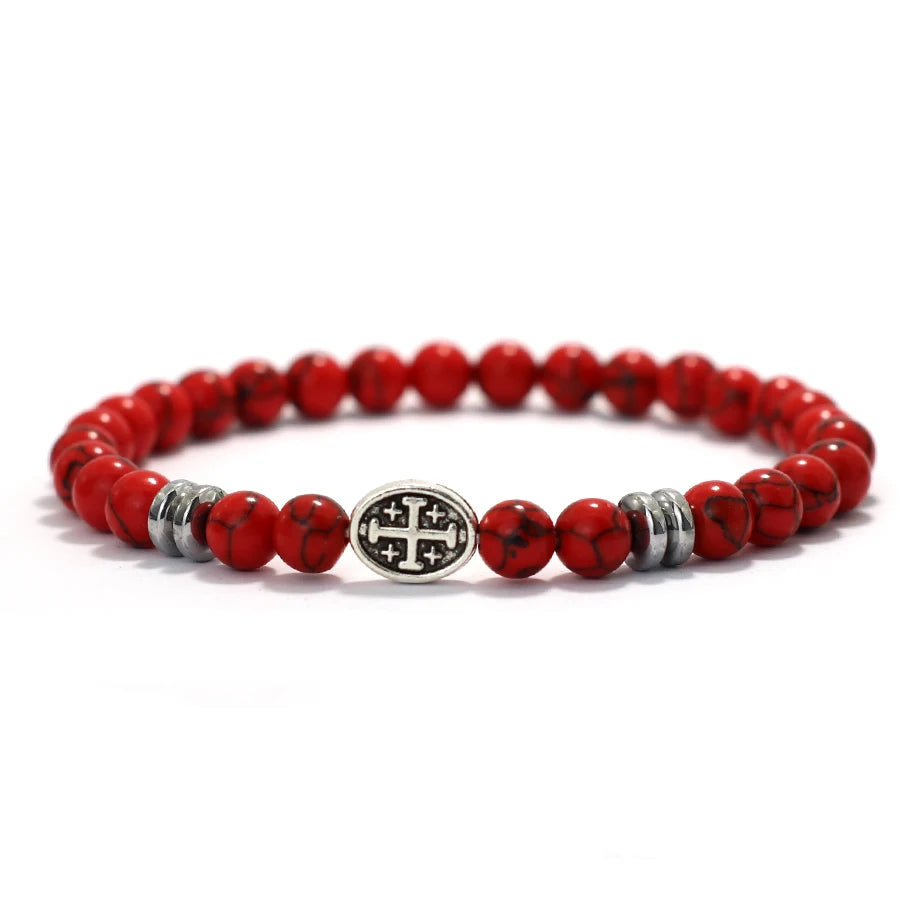 Natural Stone Viking Beaded Bracelet for Men | Lava, Obsidian & Tiger Eye