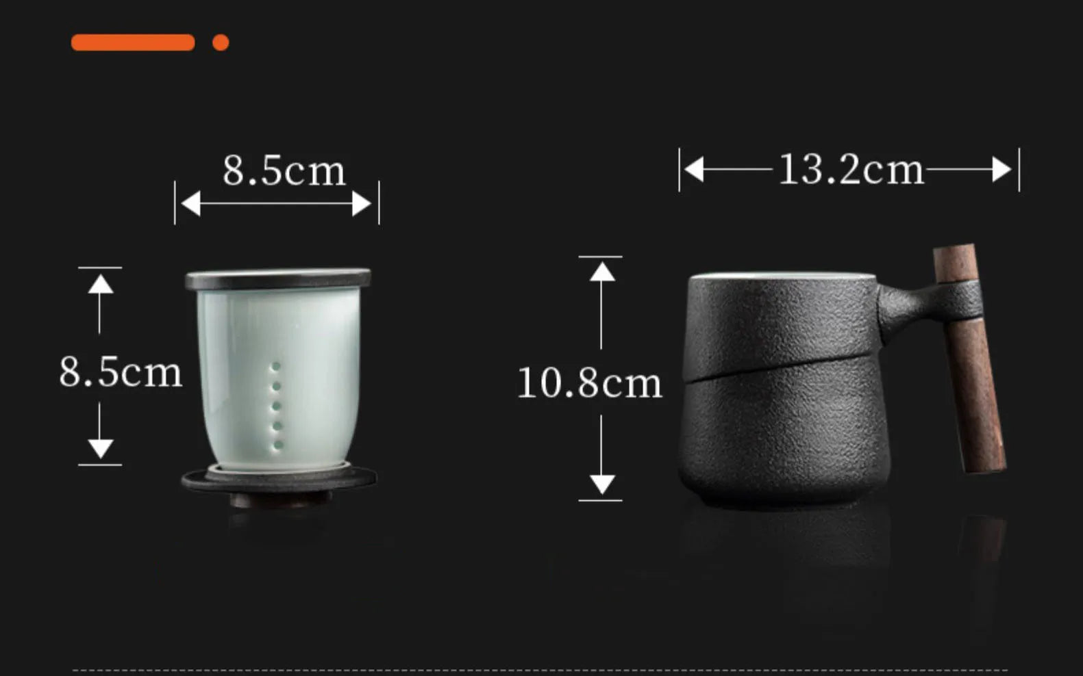 Black Ceramic Cup Wooden Handle Filter Tea Cup Ceramic Mug Creative Office Retro Water Cups and Mugs China Set Birthday Gift Box