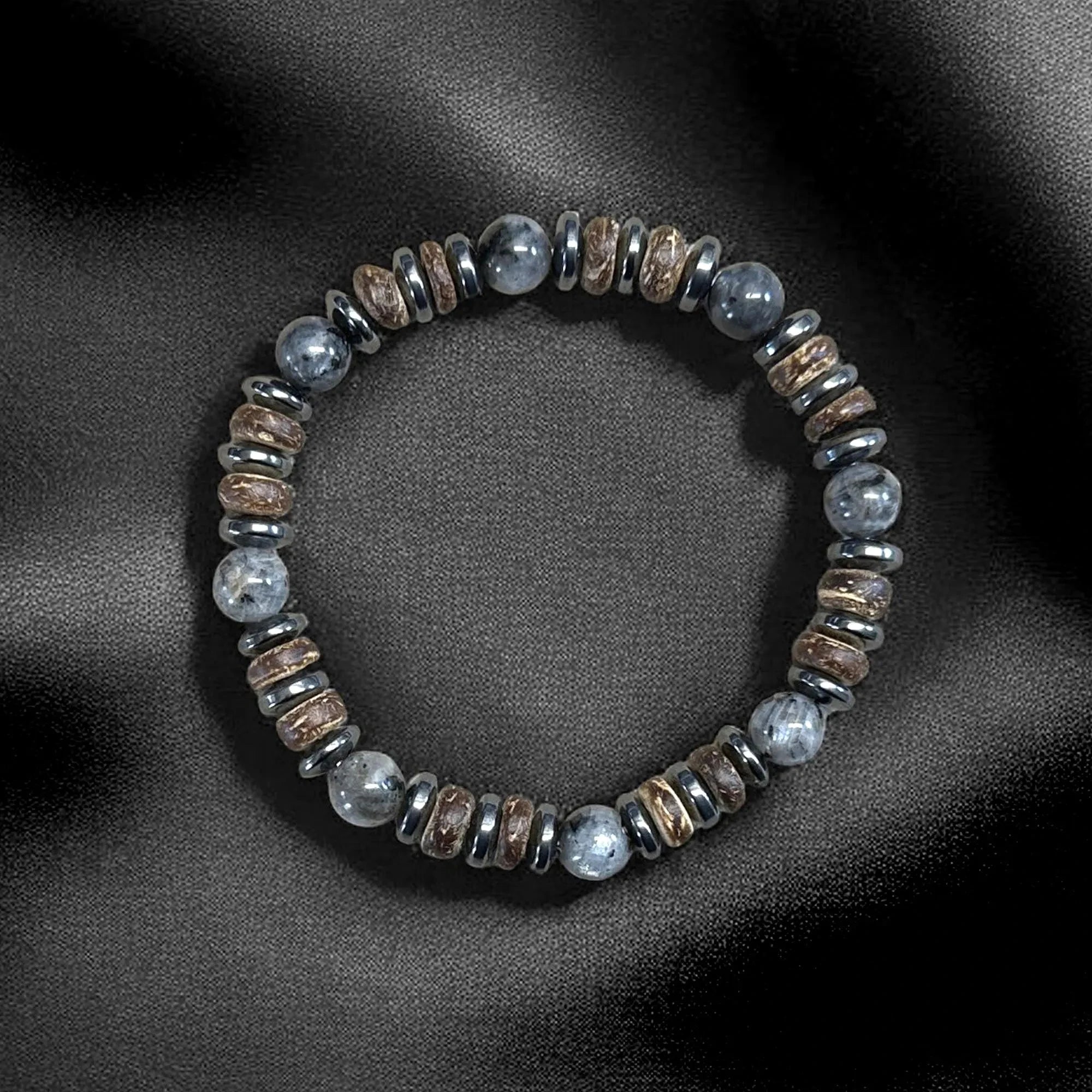 Labradorite 8mm Bead Bracelet for Men — Natural Stone, Boho Style