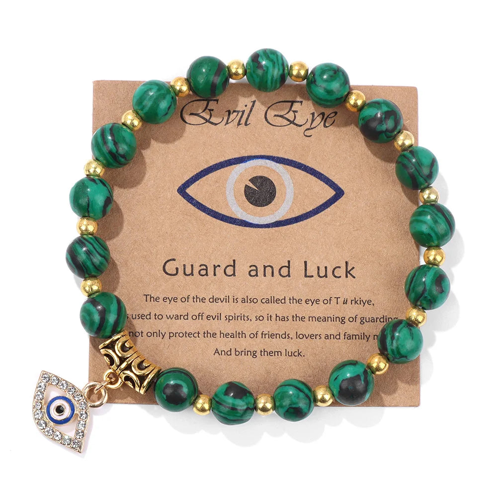 Natural Evil Eye Beads Bracelet Protection Gift For Women