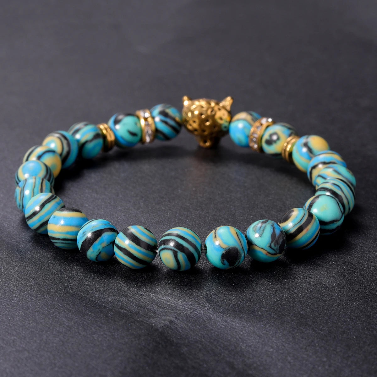 Elegant Handcrafted Malachite Tigers Eye Bracelet for Protection by Tinkers