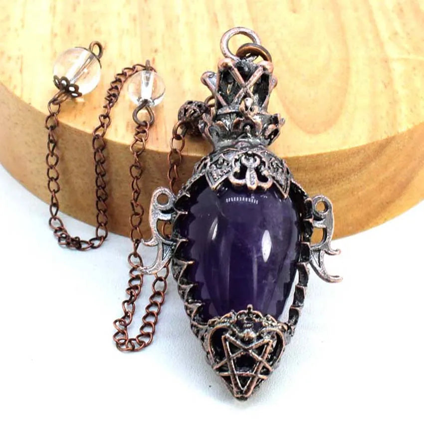 Natural Amethyst Quartz Pendulum Healing Gift For Women
