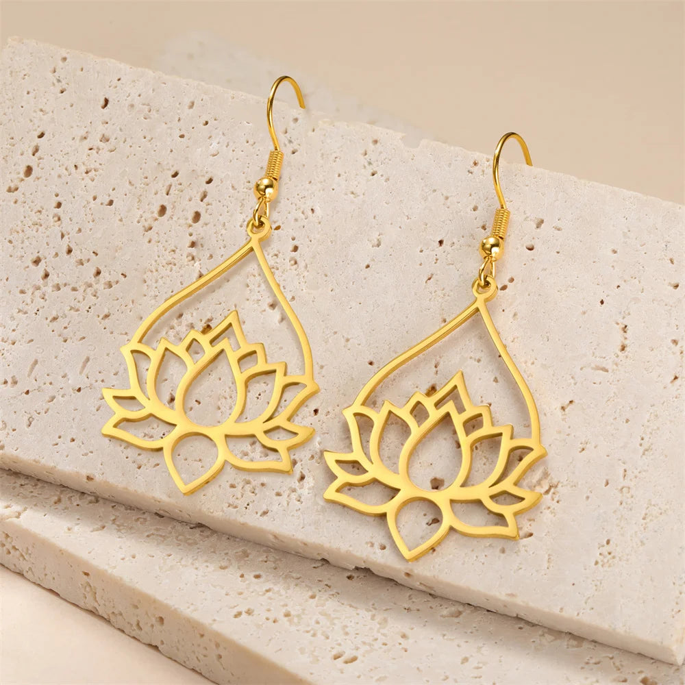 Lotus Drop Earrings By Tinkers - Spiritual Balance Energy