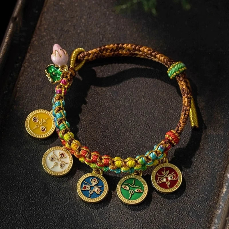 Tinkers Handmade Tibetan Rope Bracelet Colorful God of Wealth -