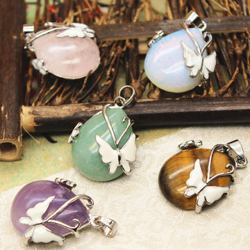 Elegant Handcrafted Natural Rose Quartz Amethyst Opalite Healing Pendant by Tinkers