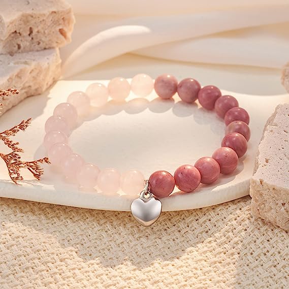 Tinkers Pink Zebra Bead Bracelet Crystal Stone Healing Mood Tracker - Apparel & Accessories > Jewelry > Bracelets