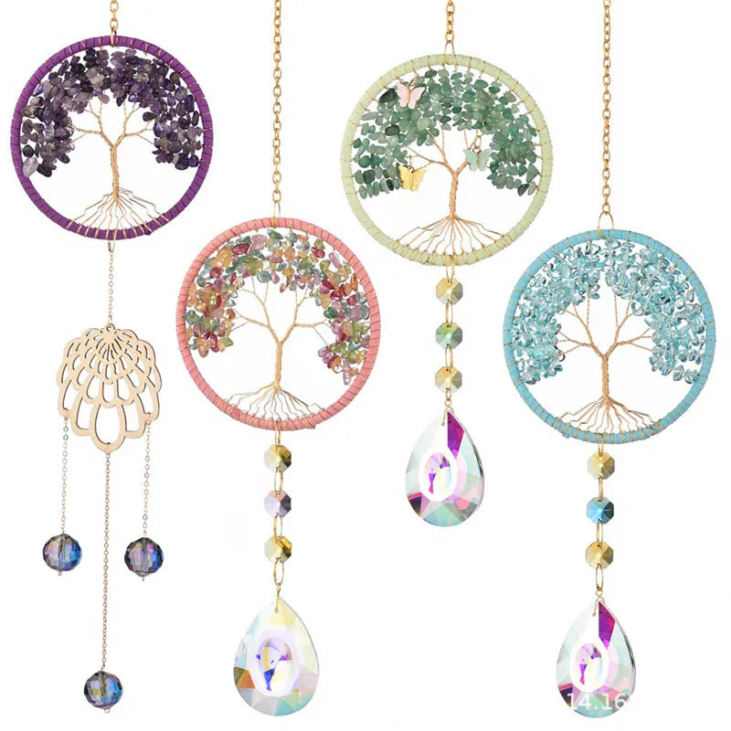 Tree of Life Natural Gemstone Pendant Protection for Women