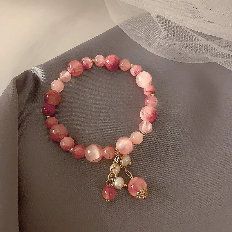 Handcrafted Pink Crystal Bracelet for Women's Healing Energy by Tinkers