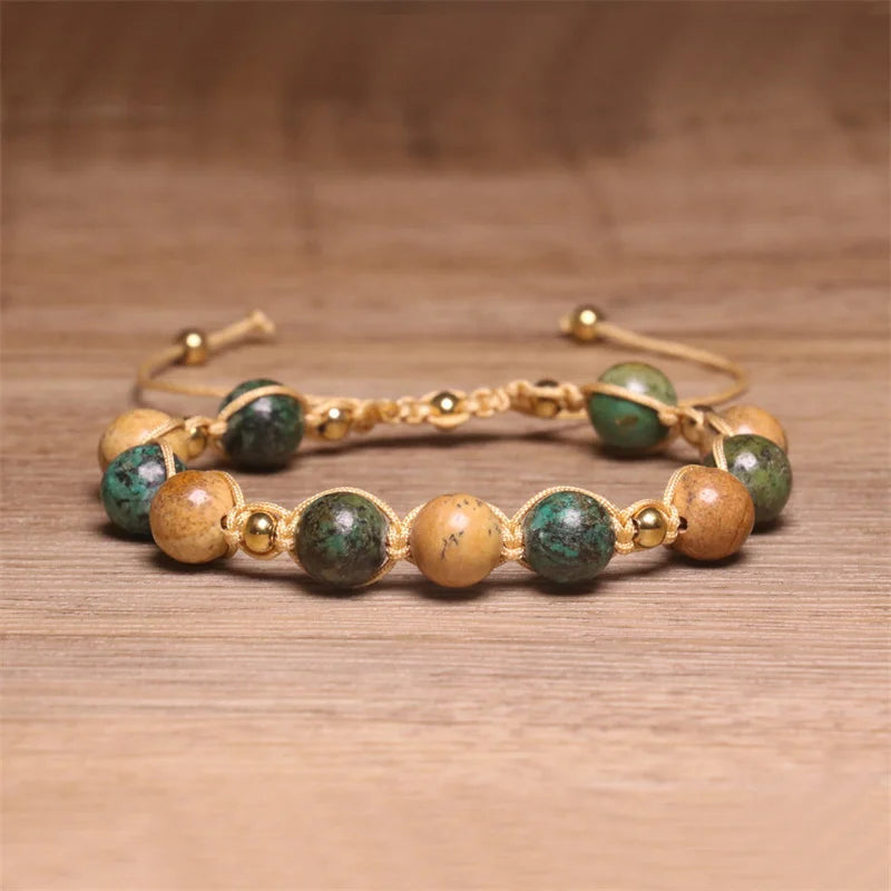 Tinkers Bohemian Picture Jasper Beaded Bracelet Exclusive Turquoise -