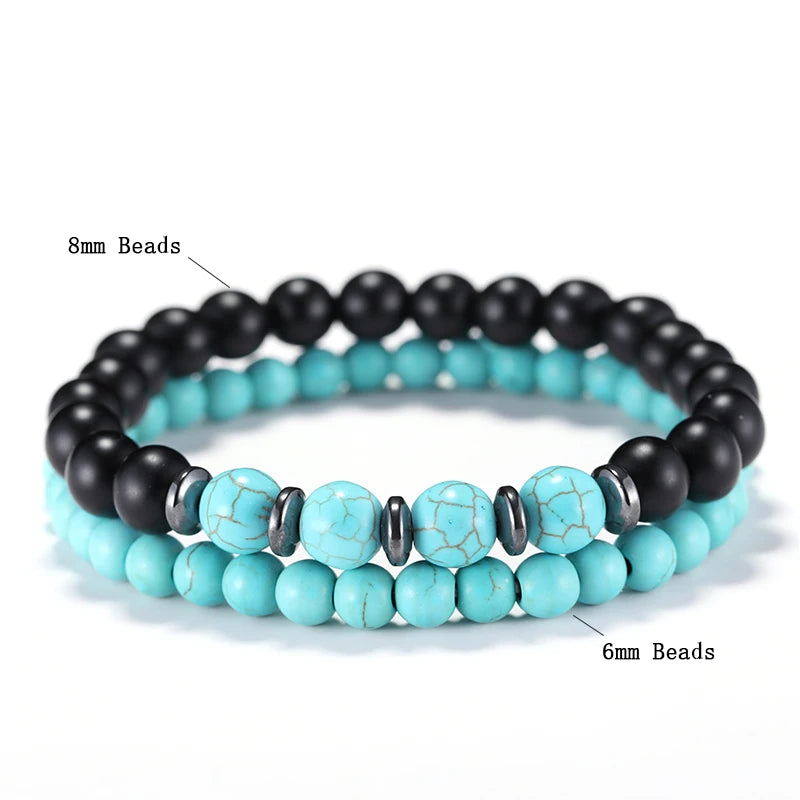 Men's Natural Stone Bracelet Set (2 Pcs) – Lava, Tiger Eye & Howlite