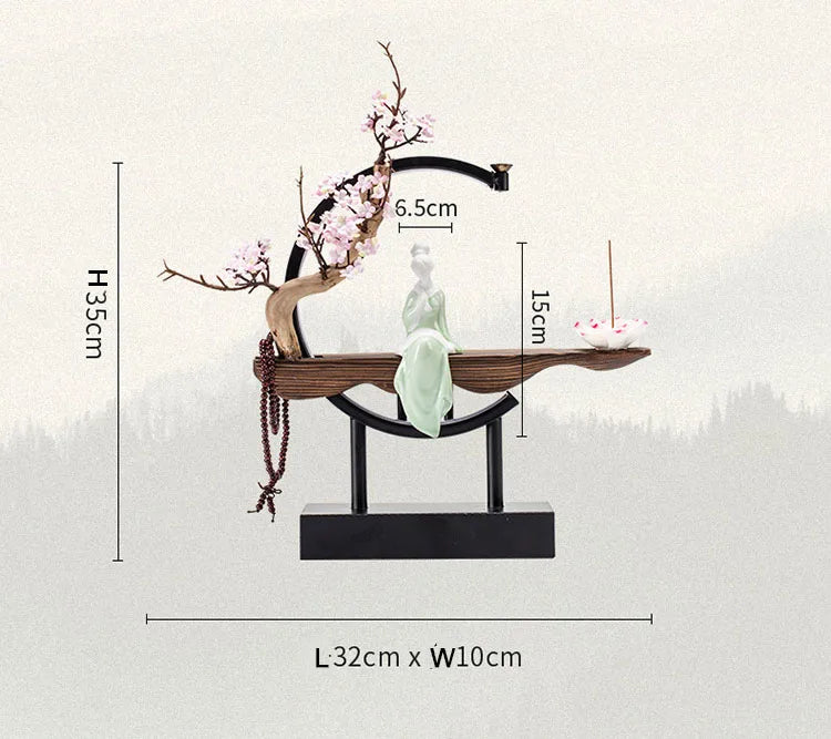 Tinkers Chinese Style Backflow Incense Burner LED USB Ceramic Lotus -