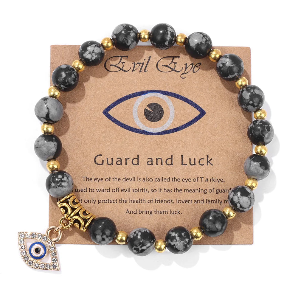 Natural Evil Eye Beads Bracelet Protection Gift For Women