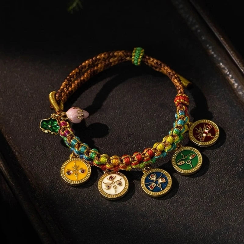 Tinkers Handmade Tibetan Rope Bracelet Colorful God of Wealth -