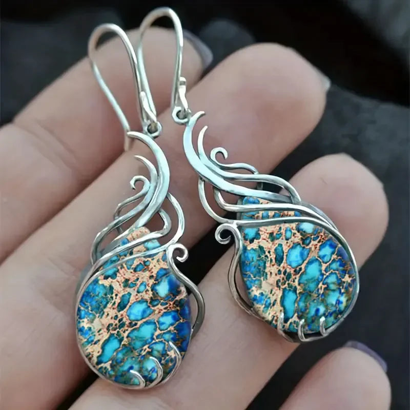 Tinkers Bohemian Turquoise Earrings For Women Vintage Jewelry Gift -