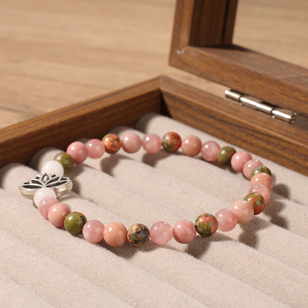 Braccialetto curativo Tinkers Pink Zebra Jasper 7 Chakra