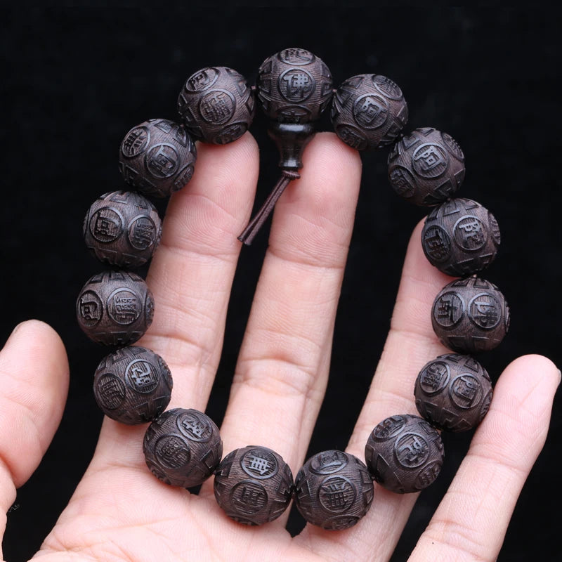 Tinkers Genuine Black Wood Tibetan Prayer Bracelet 12 Beads -