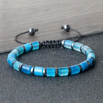Tinkers Blue Cylinder Braided Bracelet Natural Stone Exclusive -
