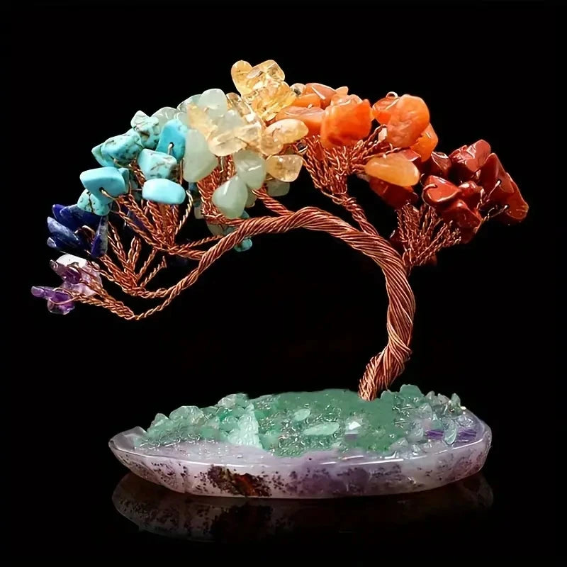 Elegant Handcrafted Natural Agate Crystal Feng Shui Fortune Tree by Tinkers