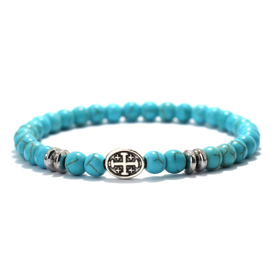Natural Stone Viking Beaded Bracelet for Men | Lava, Obsidian & Tiger Eye
